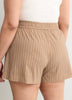 Brown Pinstripe Stretch Pull-On Short - Active Zone
