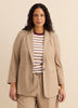 Beige Pinstripe Single-Breasted Blazer