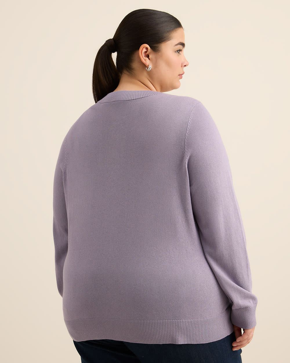 Cardigan boutonné à col rond en mélange de coton, tissu responsable