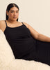 Black Sleeveless Rib Knit Fitted Long Sleepshirt - ti Voglio