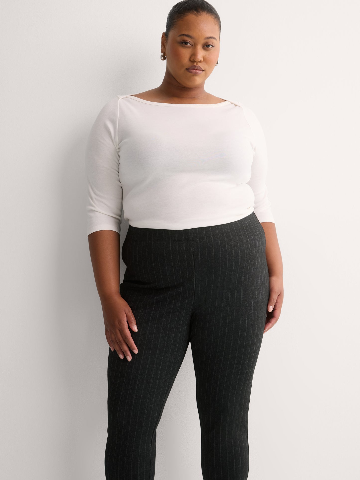 Charcoal Wide Pinstripe Tummy-Control Legging