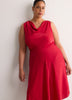 Asymmetric Satin Cocktail Midi Dress - Addition Elle