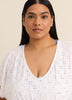 Blue Eyelet Fit and Flare V-Neck Cover-Up Dress - Cover Me