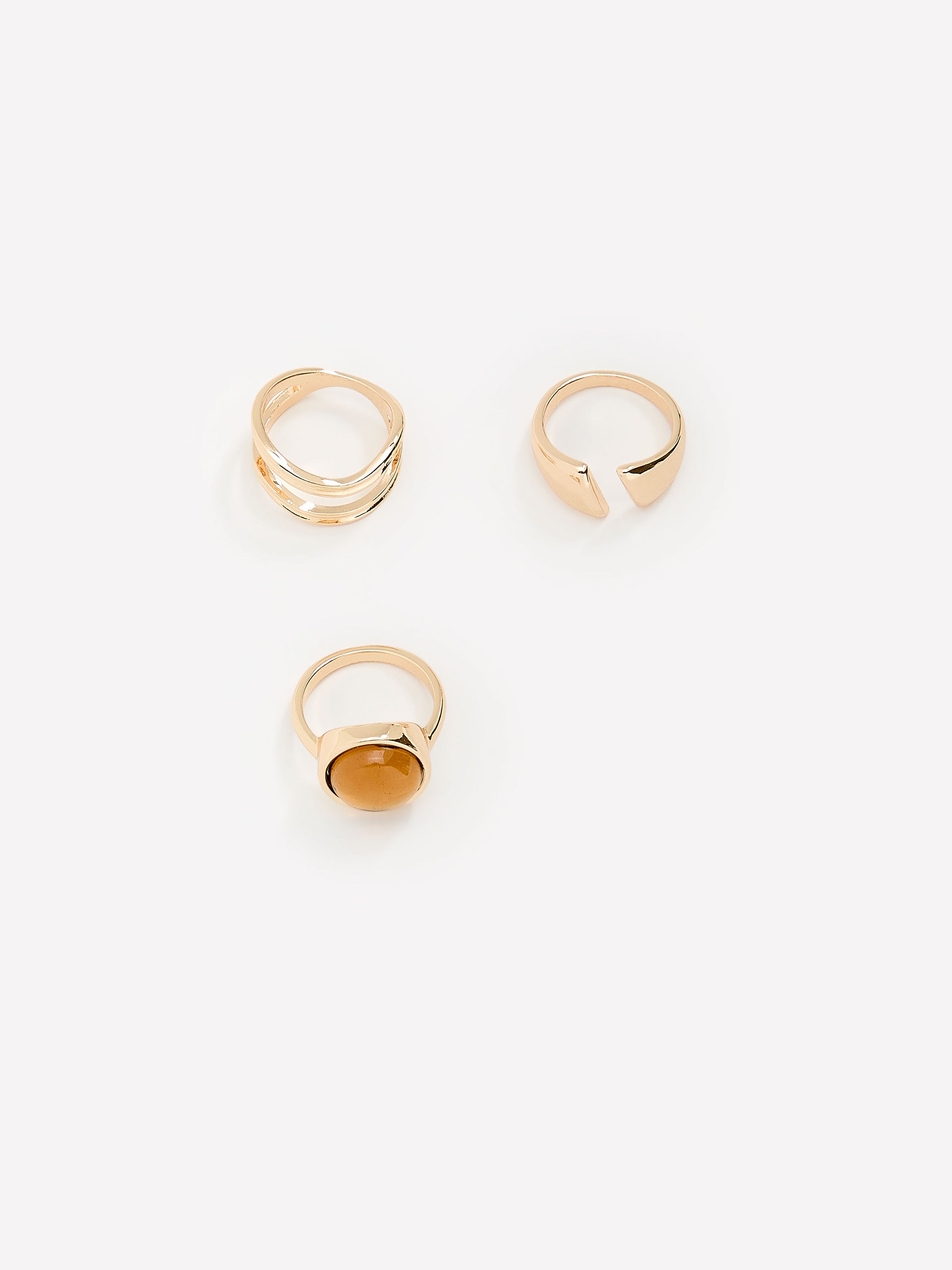 Assorted Rings with Big Stones, Set of 3