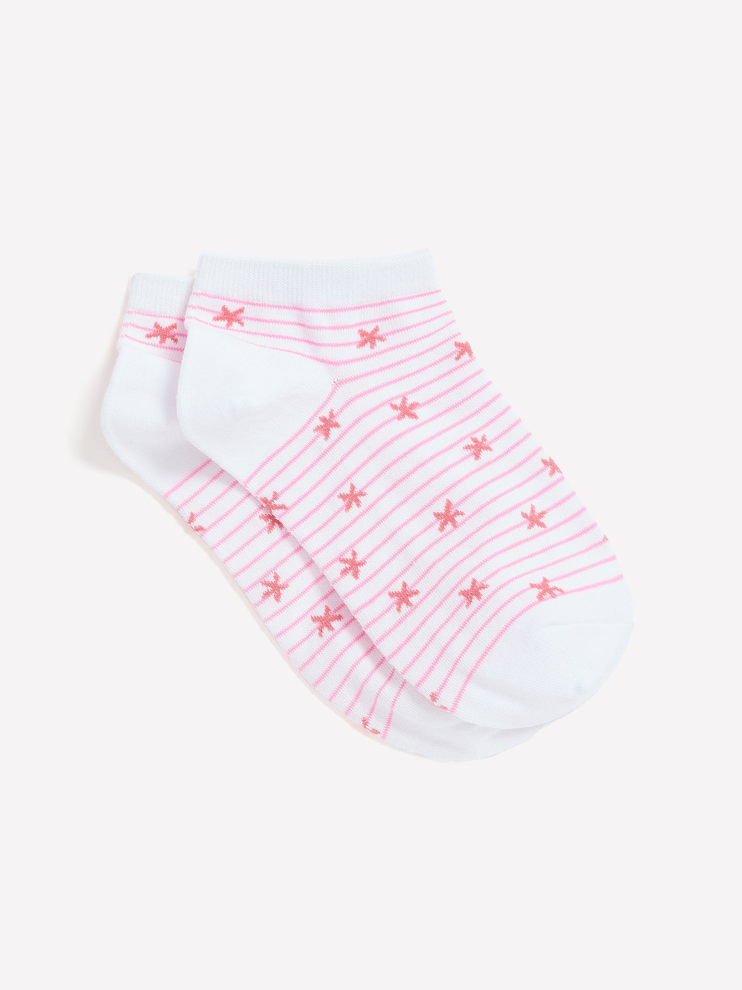 Striped Ankle Socks with Sea Animal Print