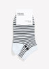 Chaussettes courtes à rayures noir et blanc avec deux coeurs brodés