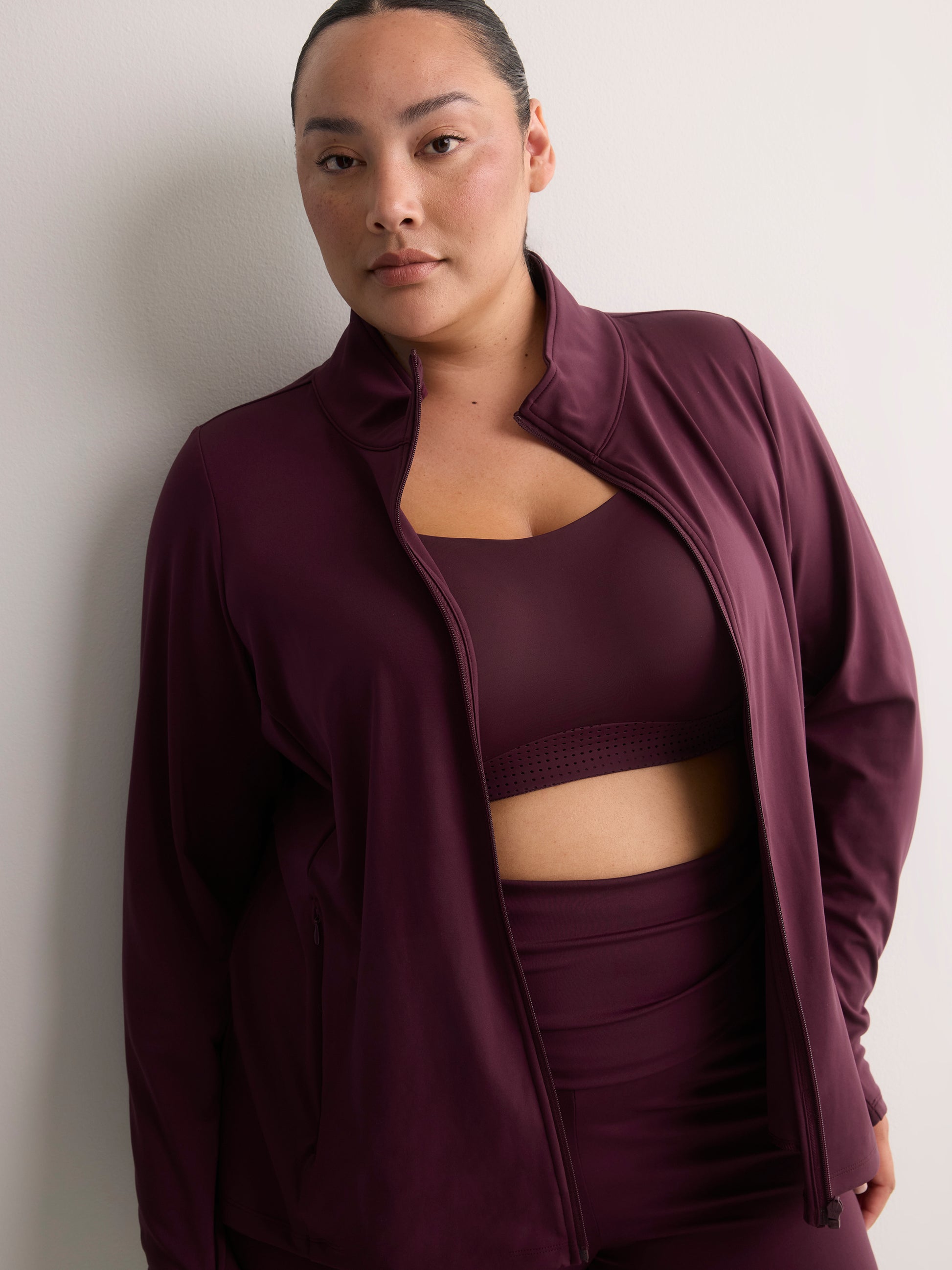 Responsible, Double Knit Mock-Neck Zipper Jacket - Active Zone