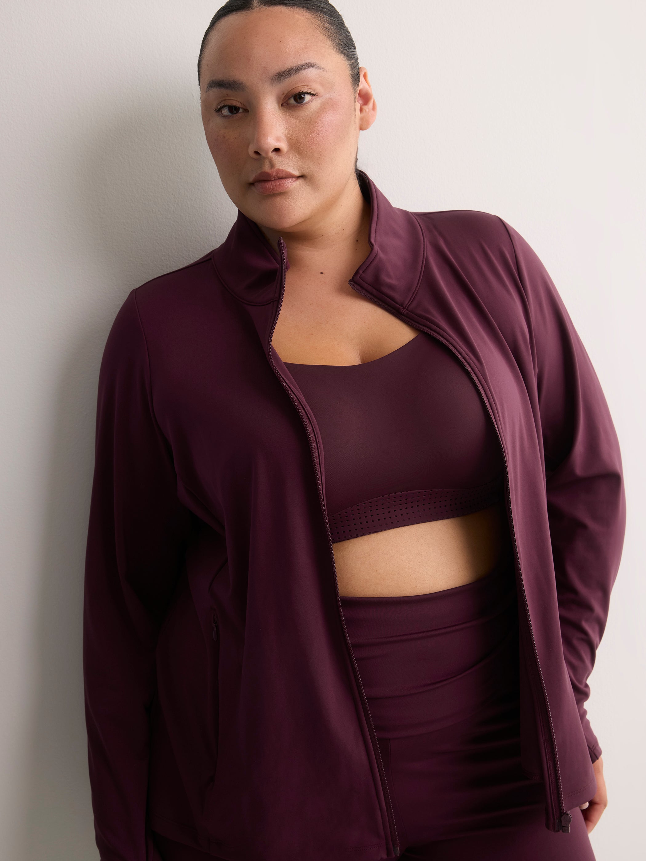 Responsible, Double Knit Mock-Neck Zipper Jacket - Active Zone