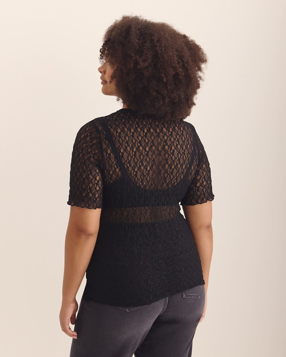 Lace Top with Lettuce Hem - Addition Elle