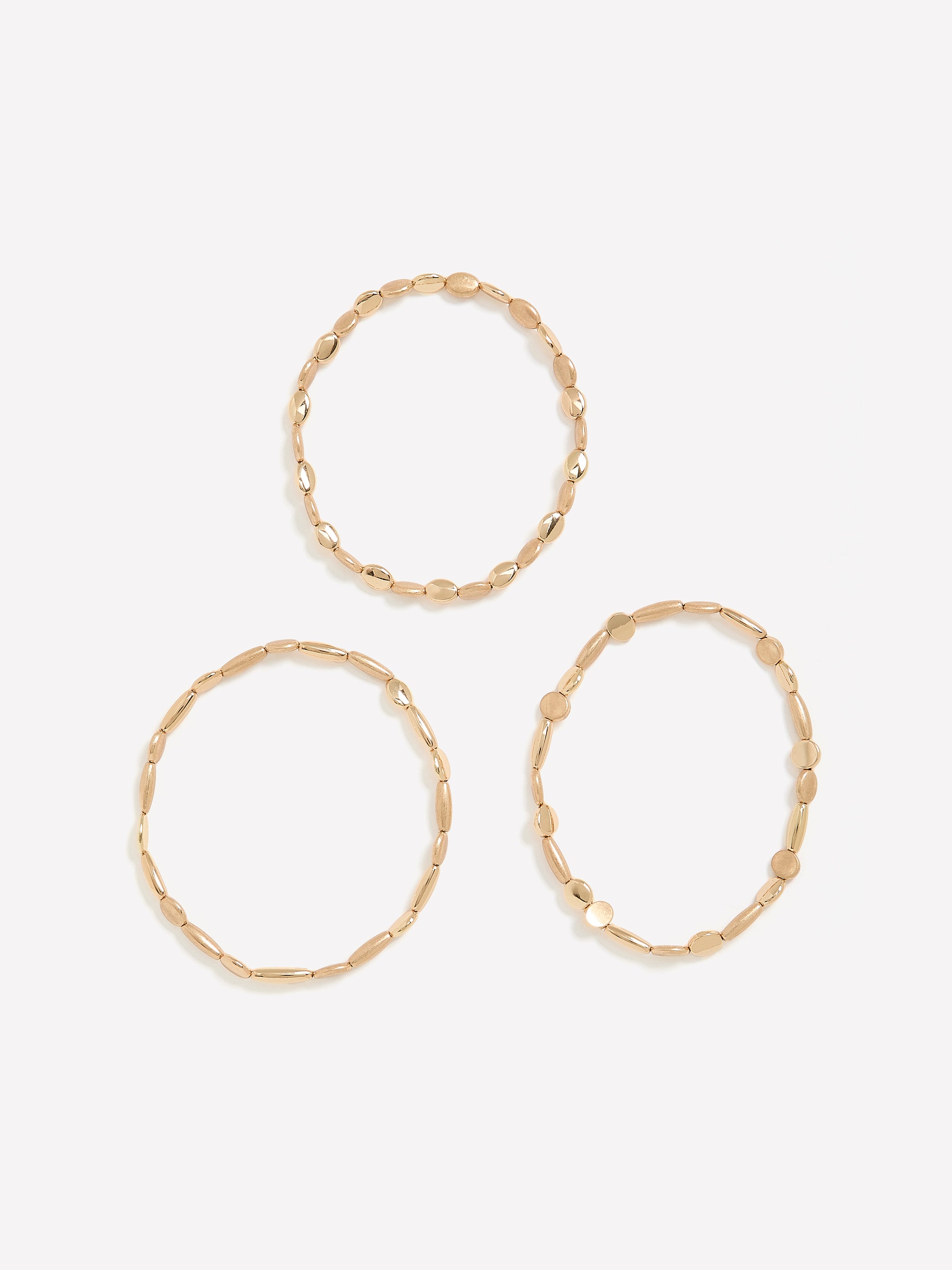 Brushed Golden Elastic Bracelets, Set of 3