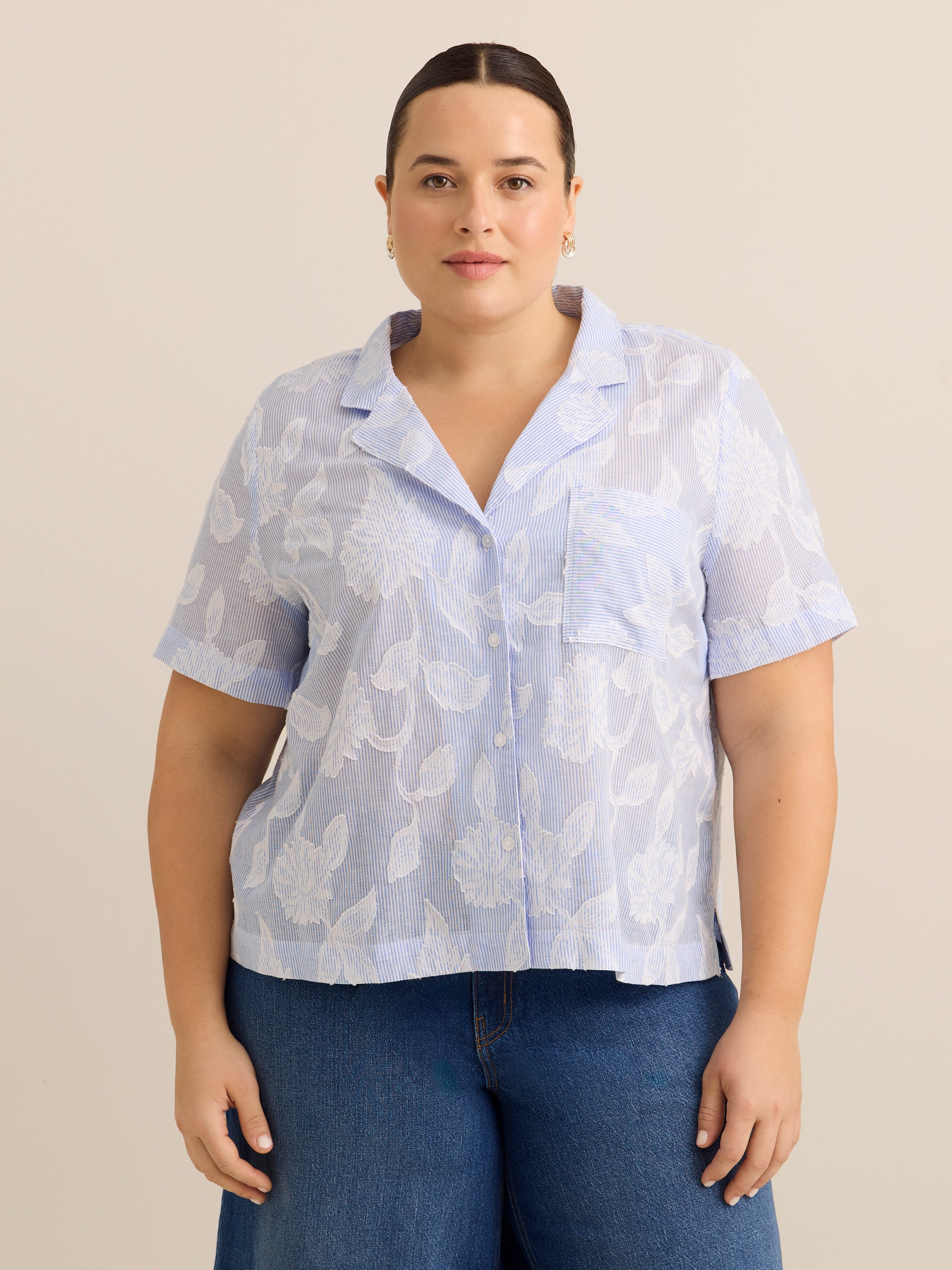 Blouse ample en coton avec col cubain