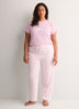 Pink Boxy-Fit Cotton Knit Pyjama Top with Sheep Chest Print - tiVOGLIO