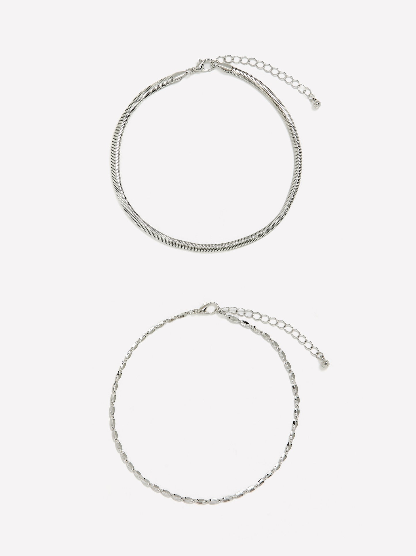 Silvery Chain Anklets, Set of 2