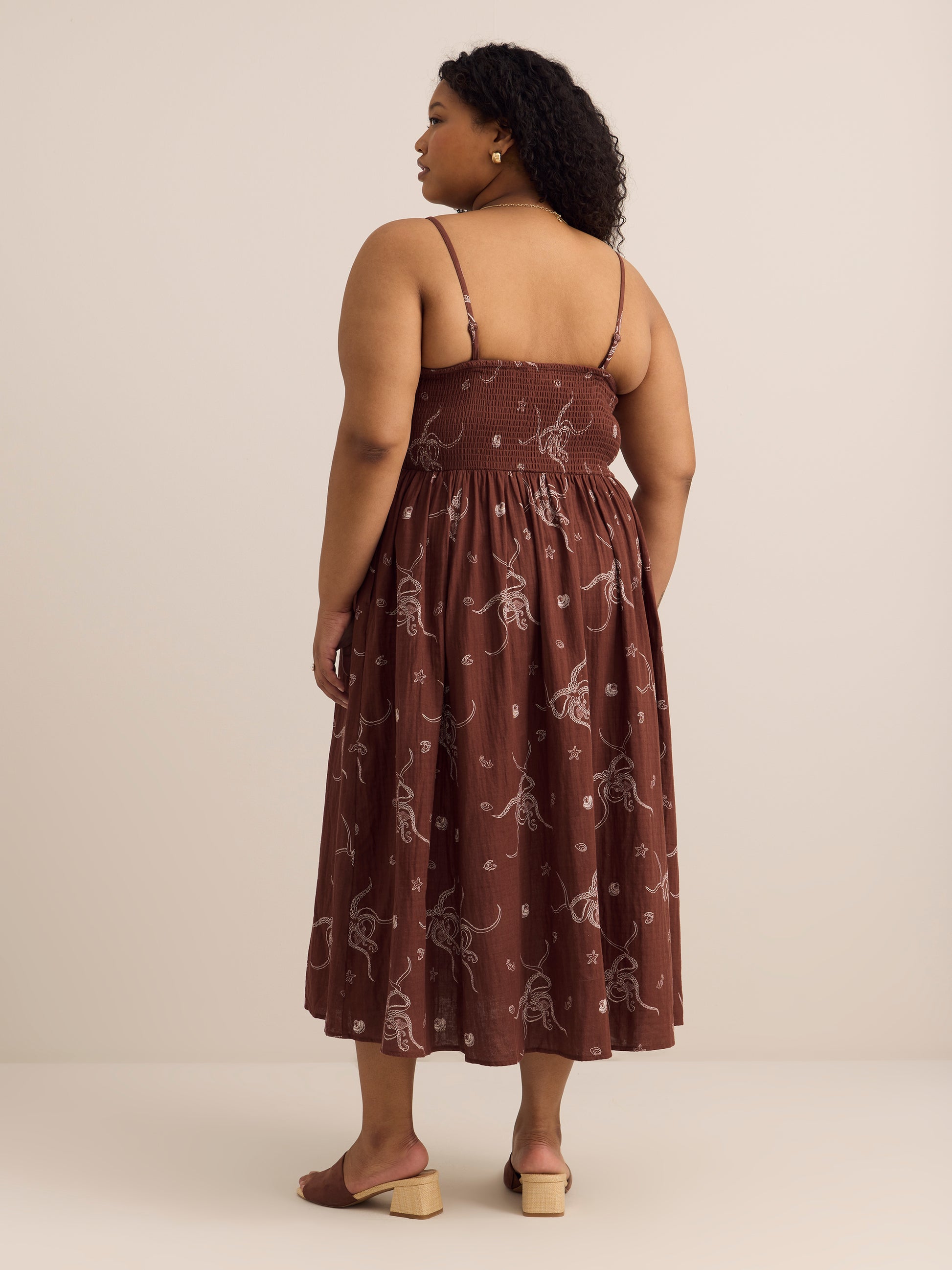 Strapless Smocked Heart Chest Maxi Dress