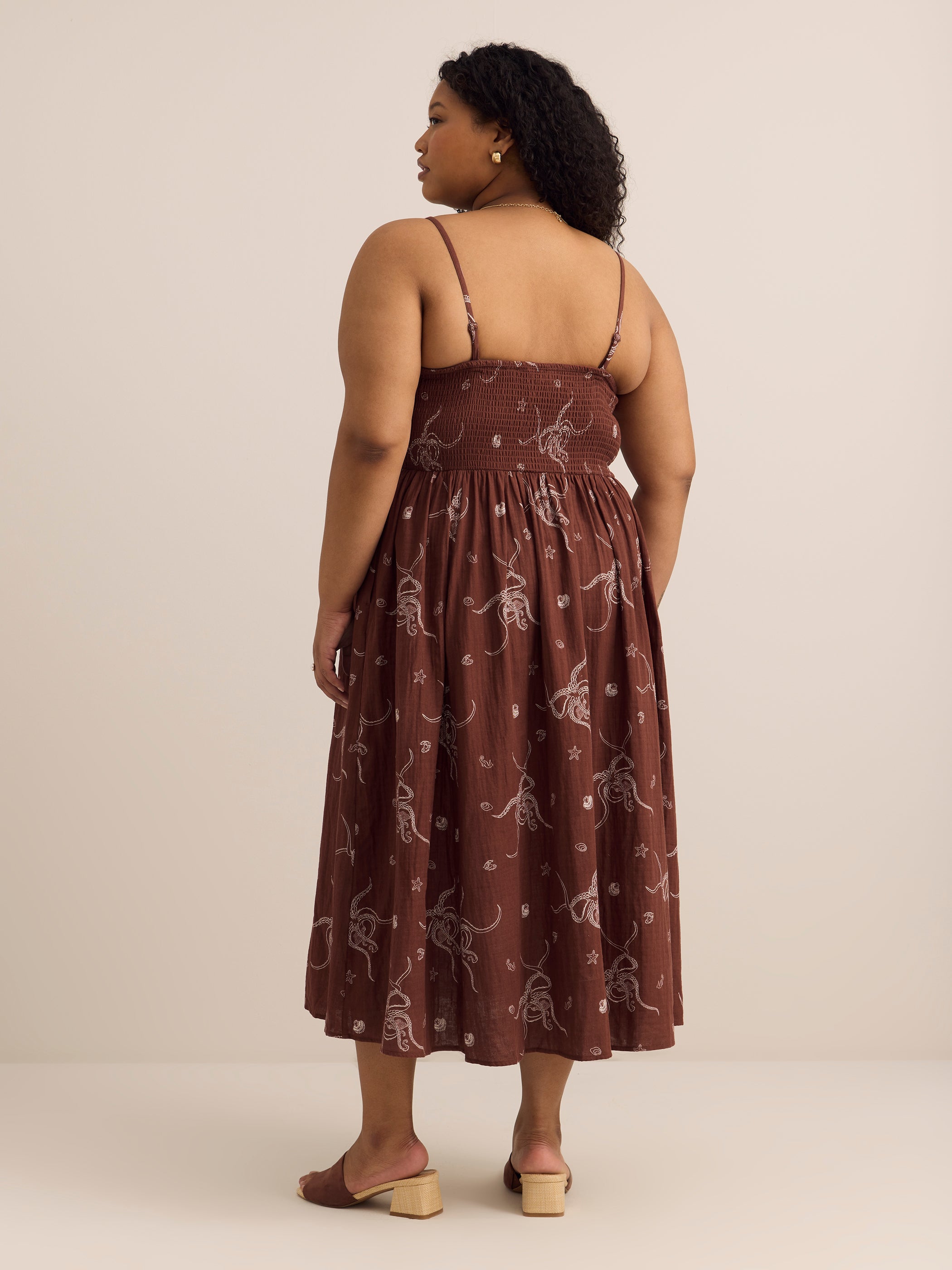 Strapless Smocked Heart Chest Maxi Dress