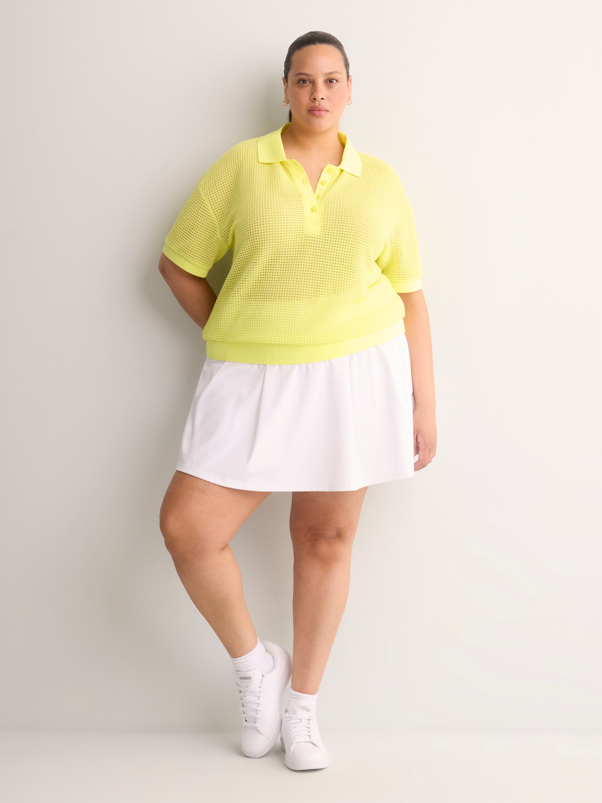 Crochet Waffle Polo Shirt - Active Zone