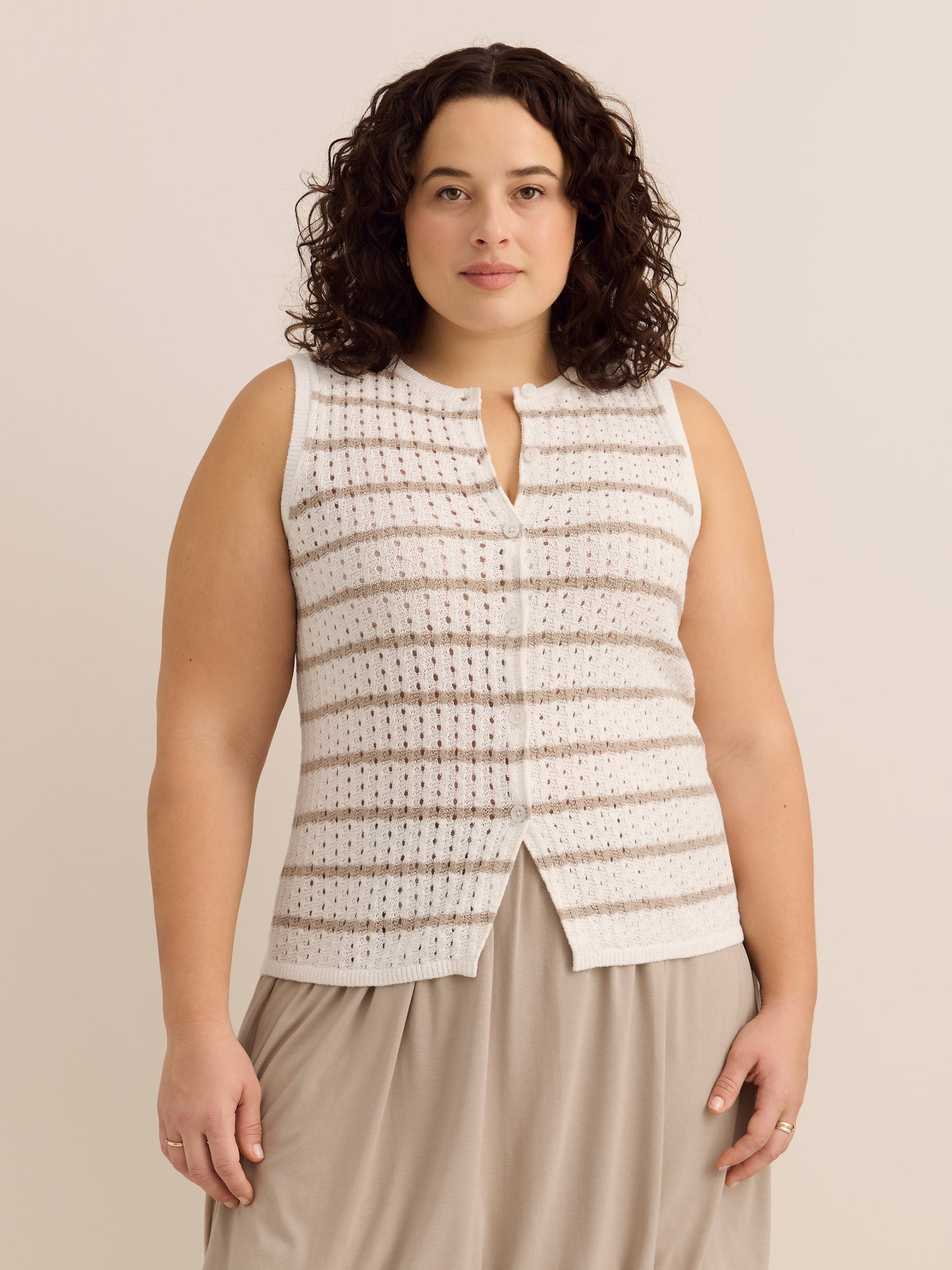 Buttoned-Down Sleeveless Sweater Vest