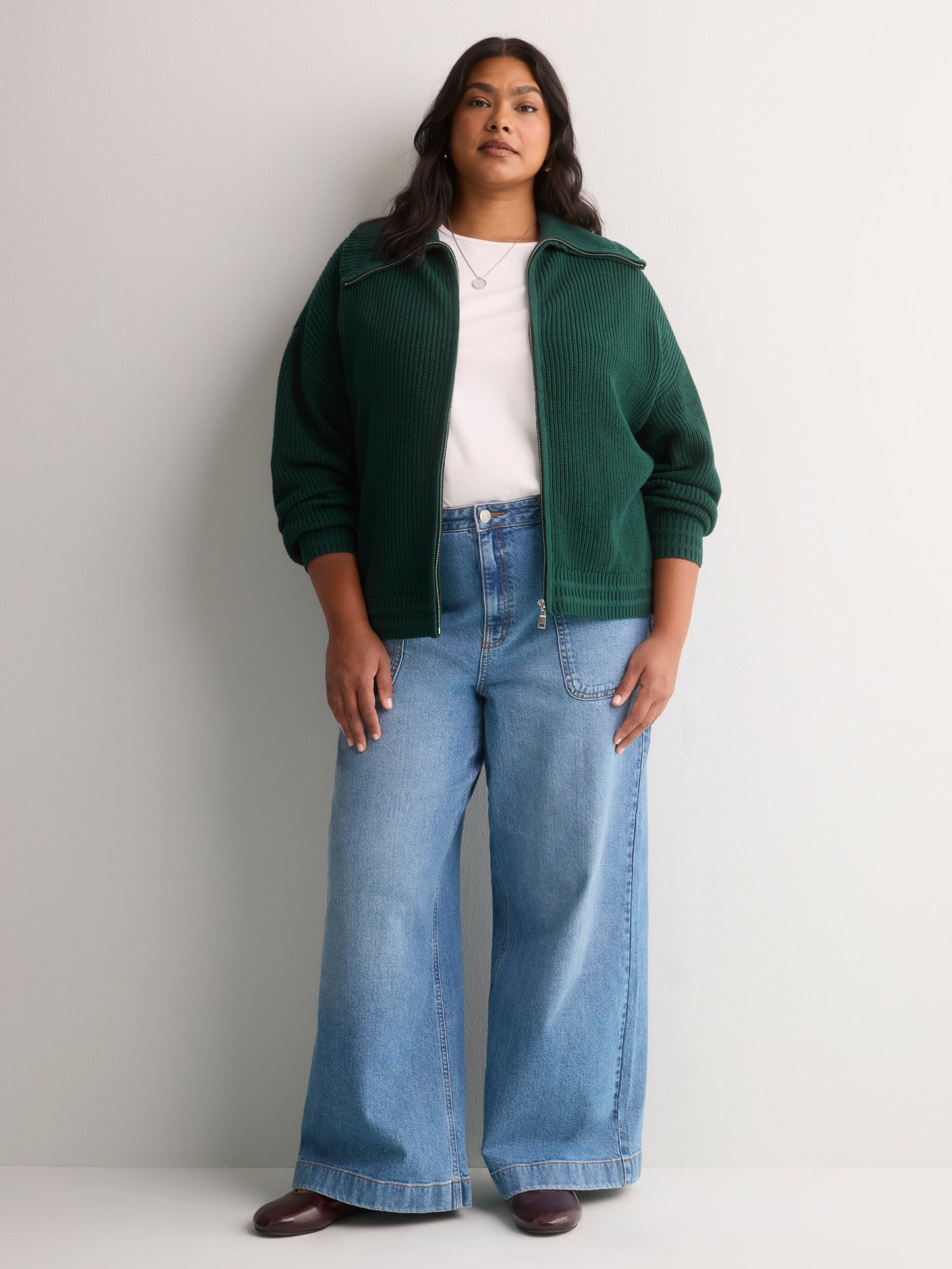 Straight Zippered Sweater Cardigan