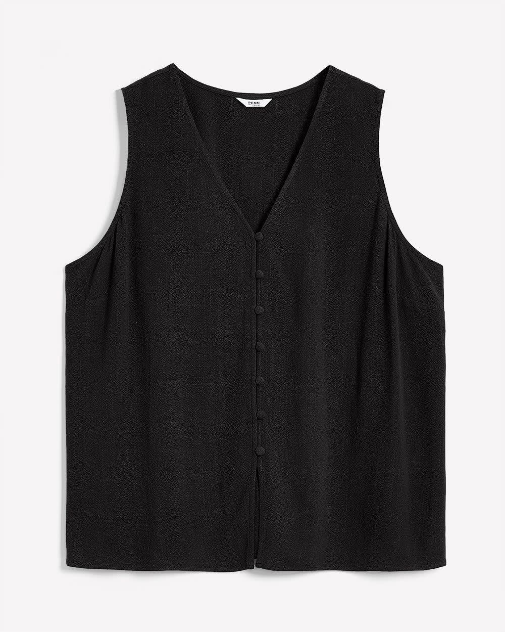 Blouse boutonnée sans manches à encolure en V