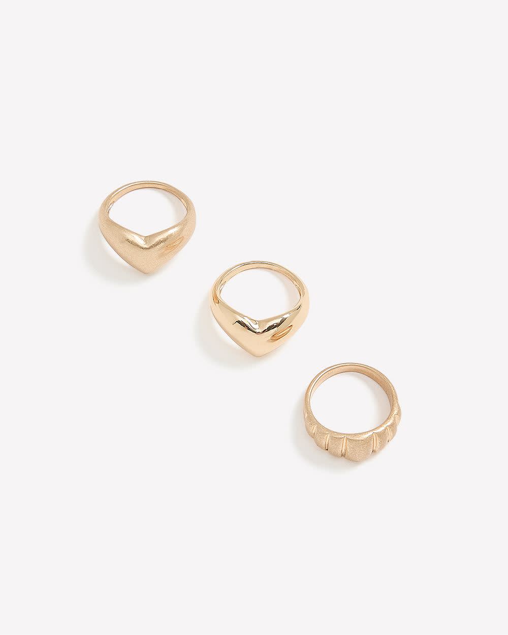 Matte Golden Plated Chunky Rings, Set of 3