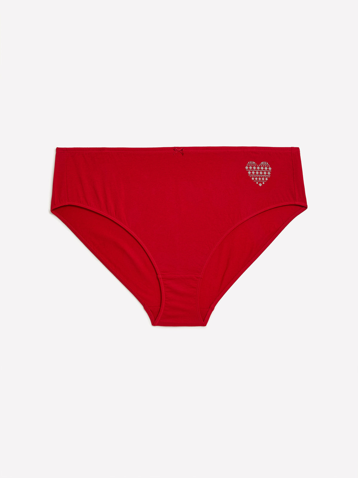 Red High-Cut Cotton Brief with Heart Placement Print - tiVOGLIO