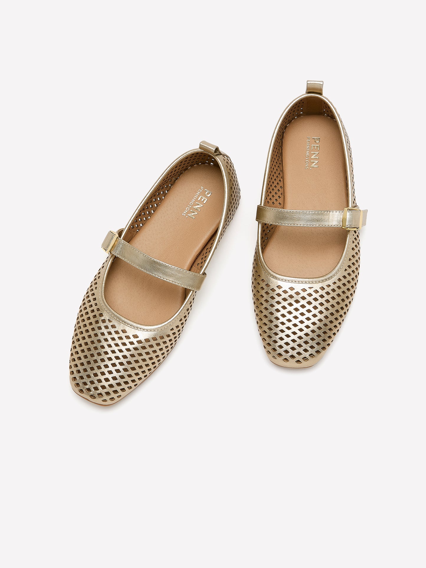 Extra Wide Width, Perforated Ballerina Flats with Strap