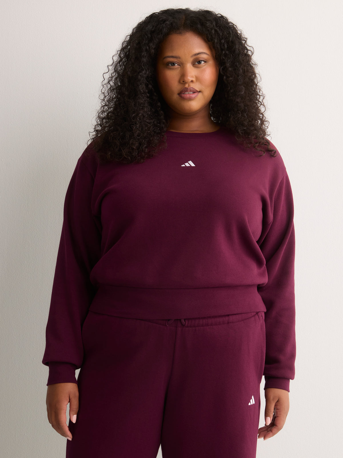 Burgundy Feel Cozy Fleece Sweatshirt with Small Logo - adidas