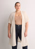 Relaxed-Fit Short-Sleeve Crochet Tunic Cardigan