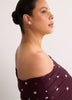 Purple Dotted Off-Shoulder Mesh Maxi Dress - Addition Elle