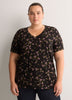 Boyfriend-Fit V-Neck Tee with Slits
