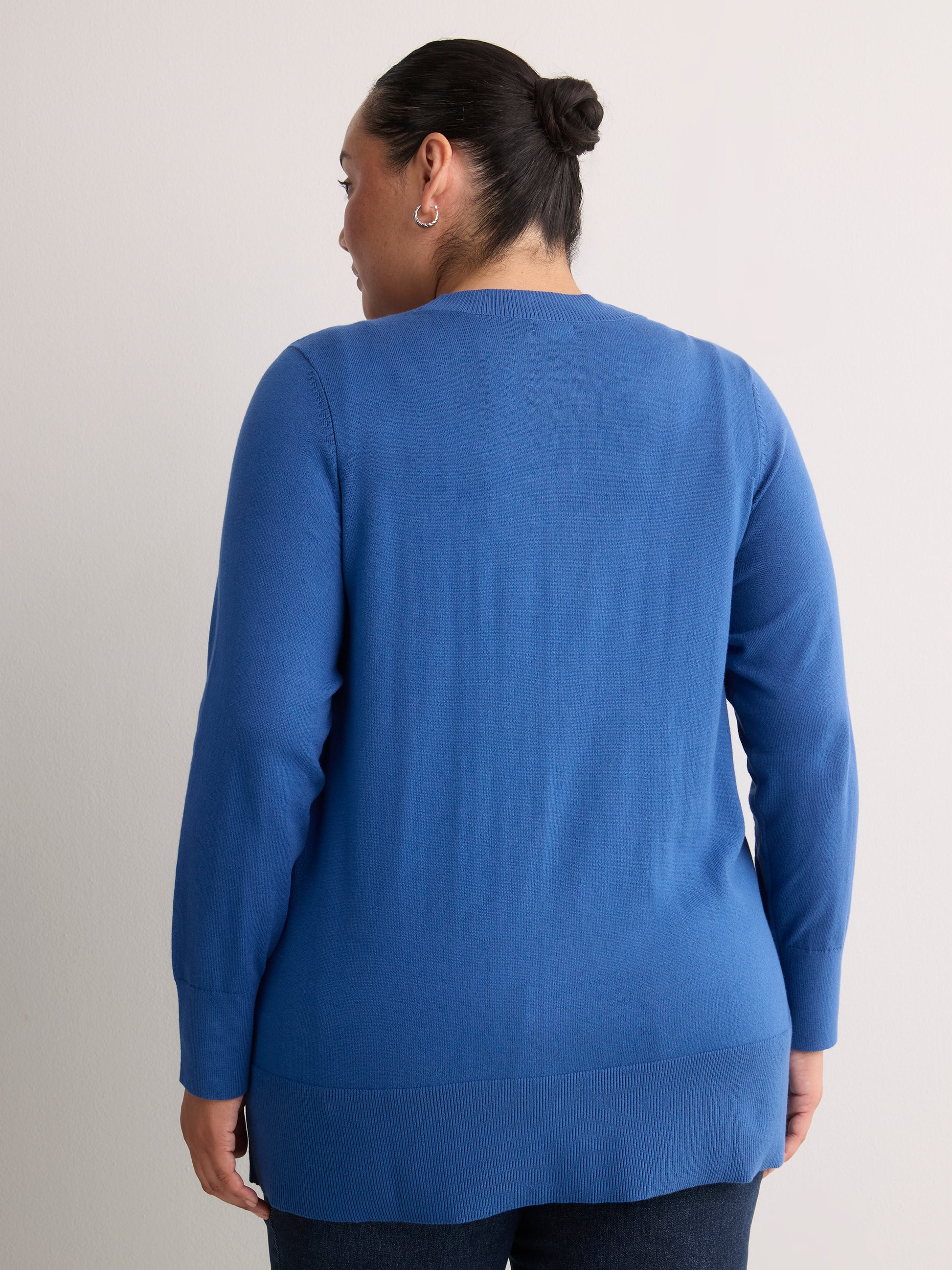 Cotton-Blend Tunic Cardigan