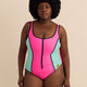 Neon Zippered-Front One-Piece Swimsuit - Body Glove