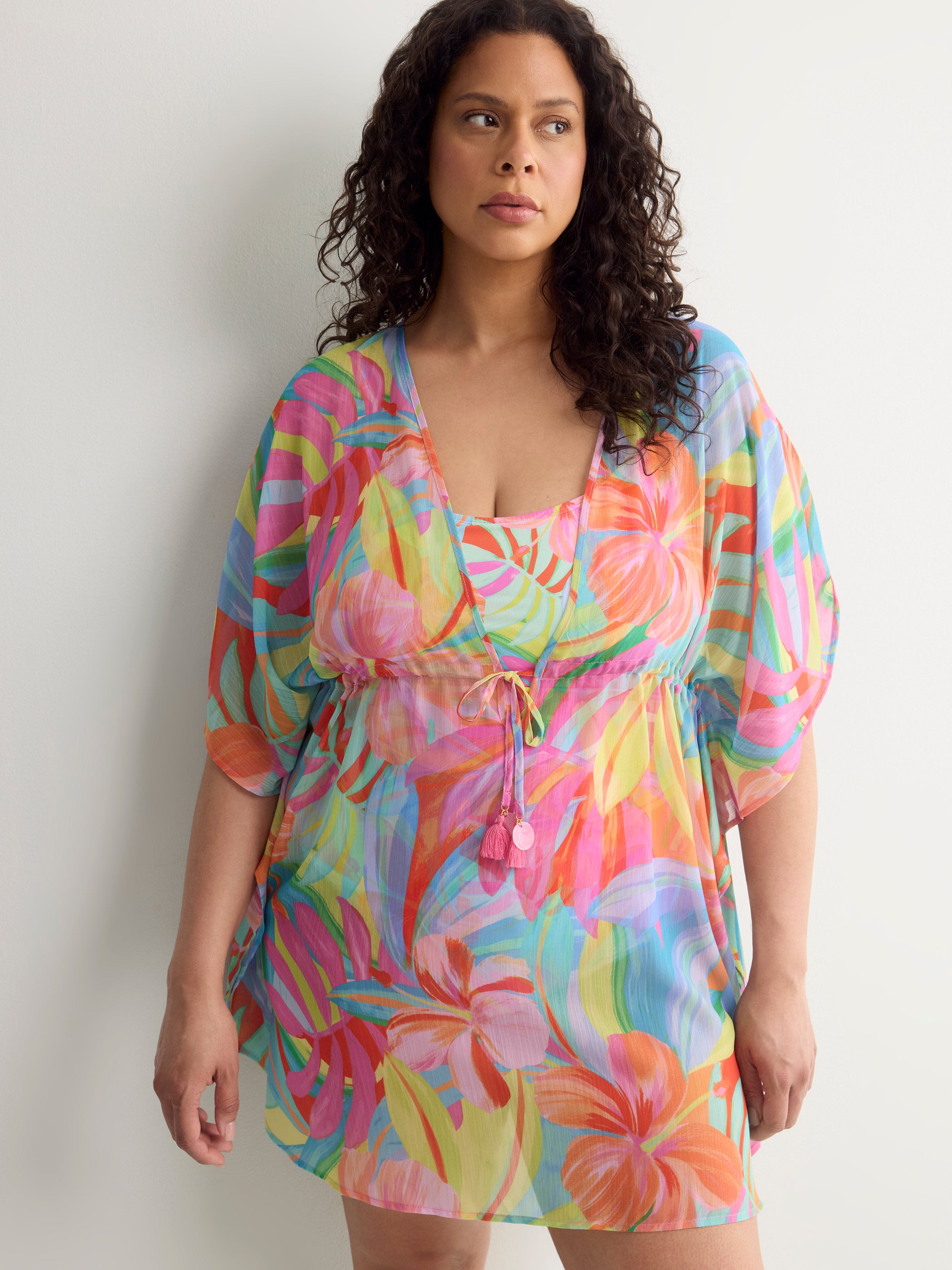 Floral Shirred Scoop-Neck One-Piece Swim Suit - Bleu by Rod Beattie