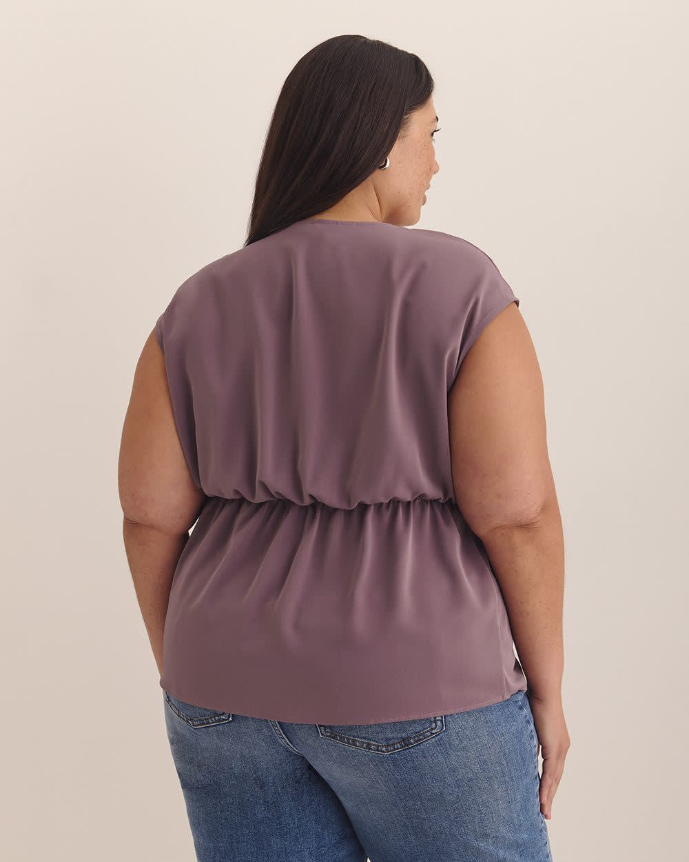 Extended-Sleeve V-Neck Knotted Blouse - Addition Elle