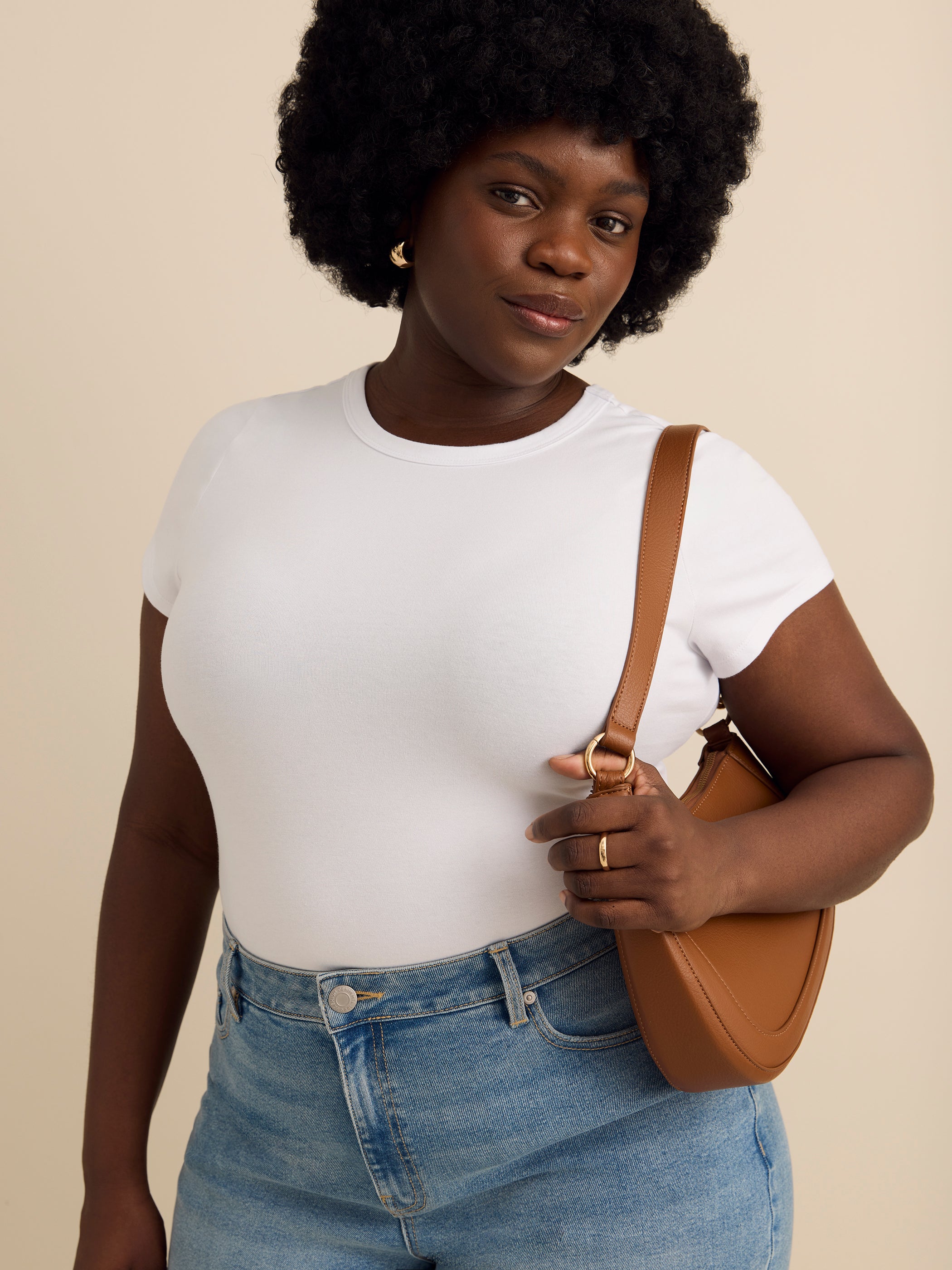 Cap Sleeve Crew Neck T-Shirt - Addition Elle