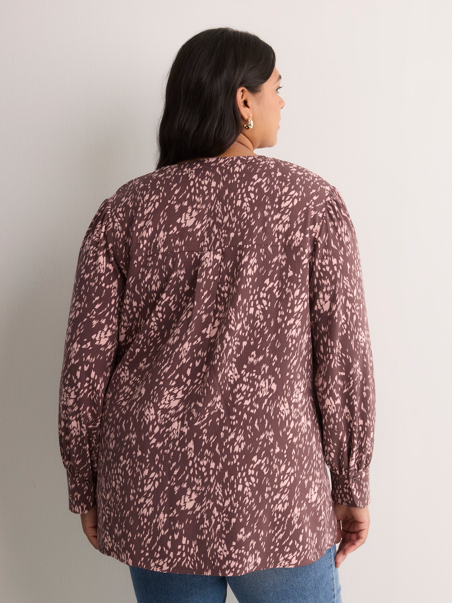 Pleated Buttoned-Down Slight Swing Blouse