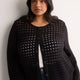 Semi-Fitted Crochet Cardigan with Long Bell Sleeves