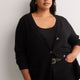 Straight-Fit V-Neck Tunic Cardigan