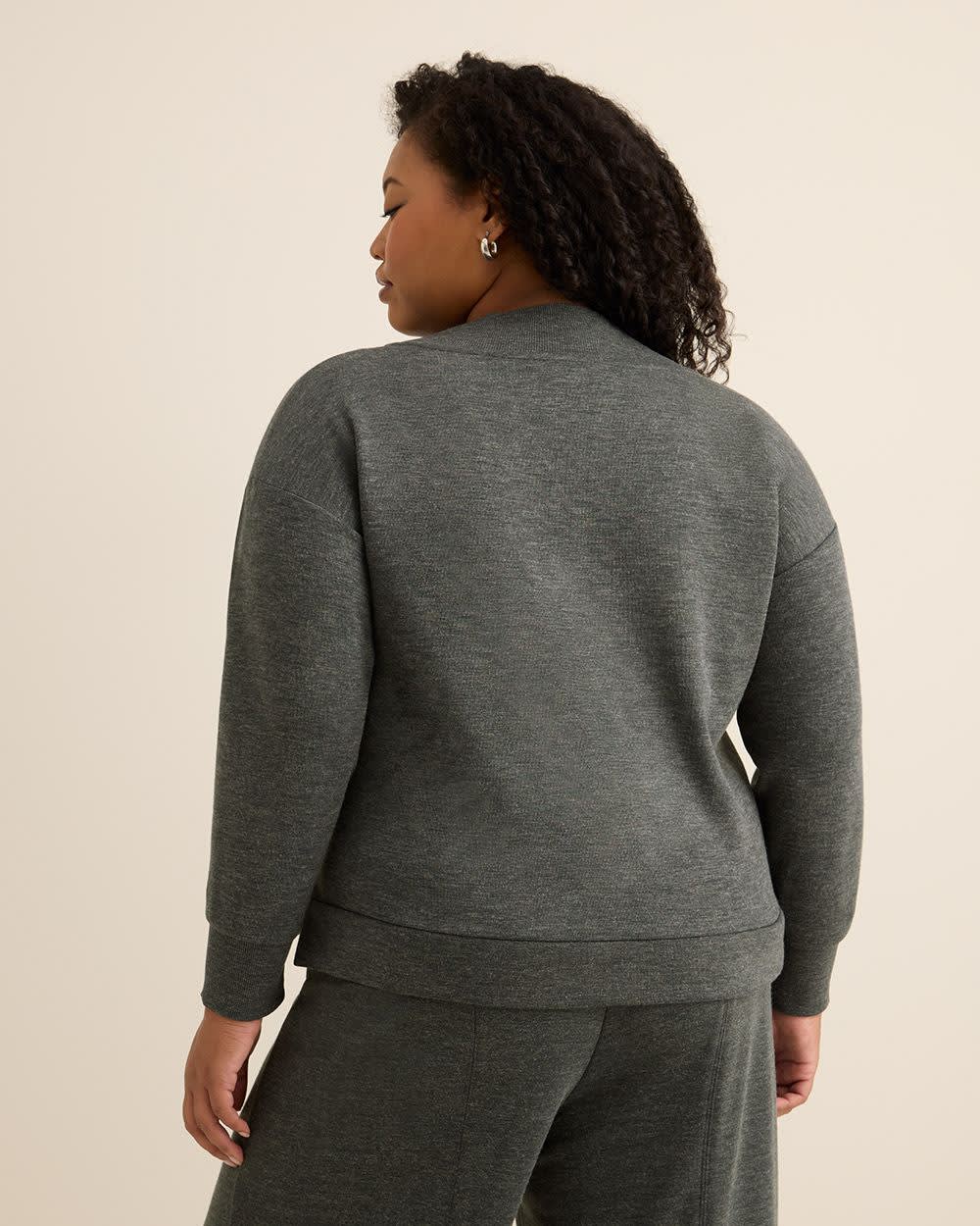 Dropped Shoulder Long-Sleeve V-Neck Top