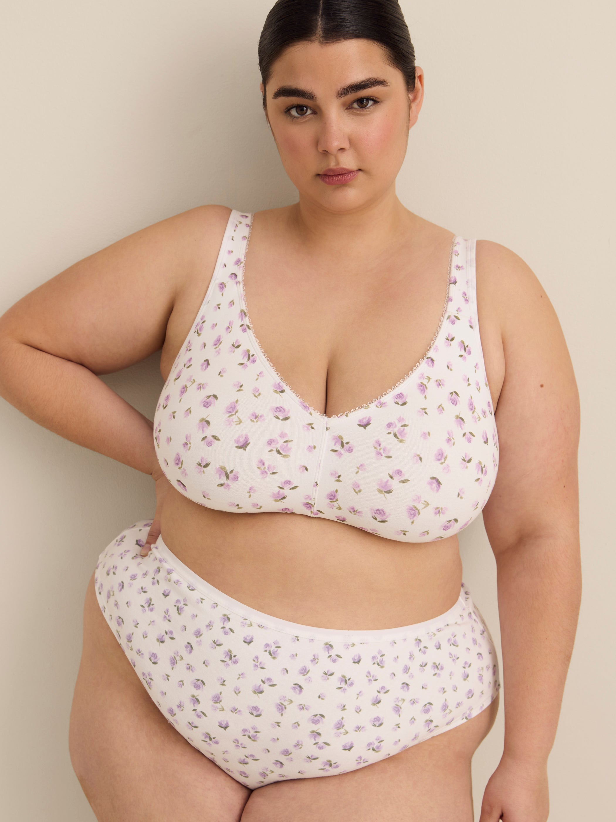 Cheeky White Floral-Print Cotton Brief - ti Voglio