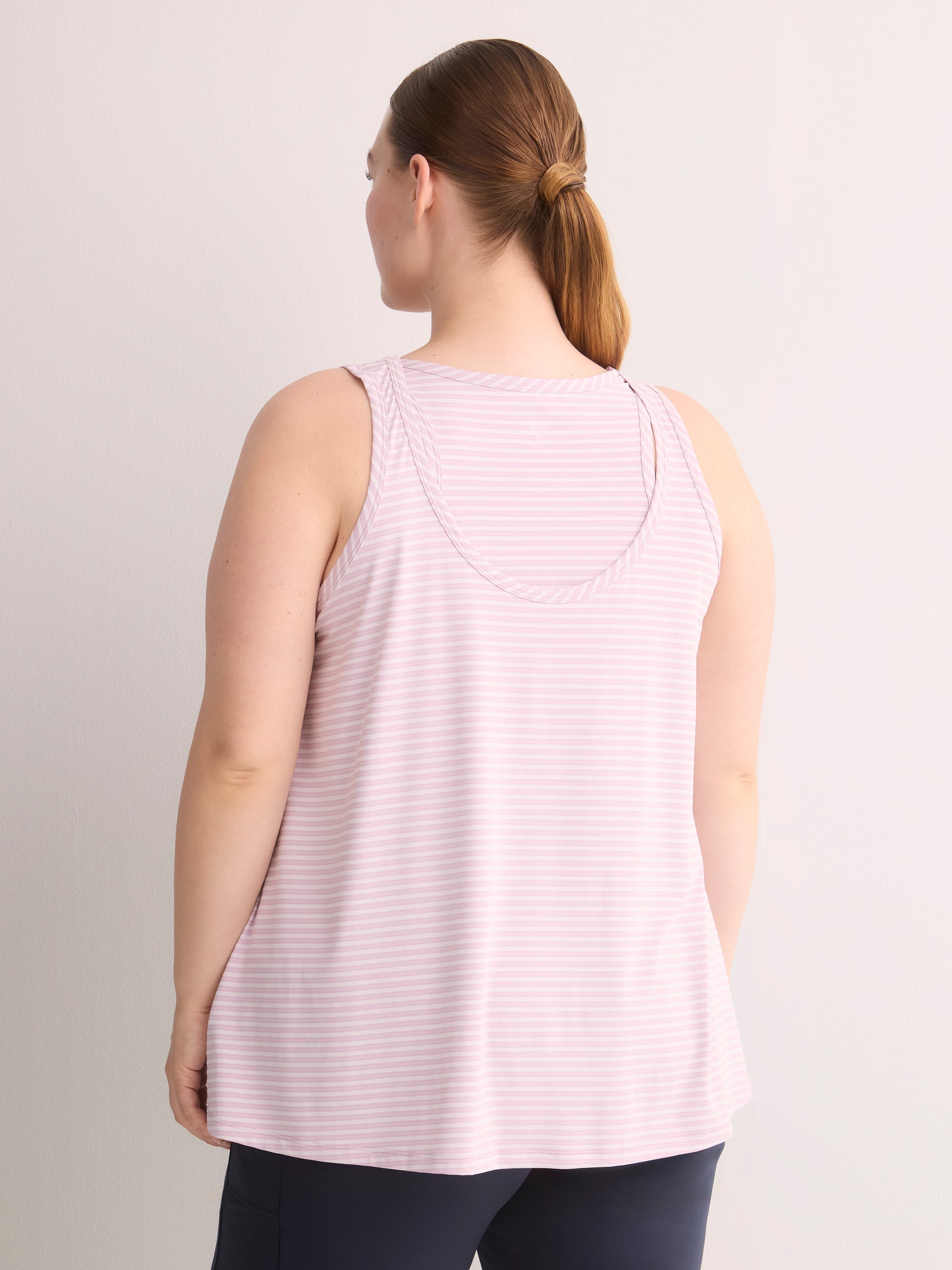 Textured Striped Swing Tank Top with Racerback Fooler - Active Zone