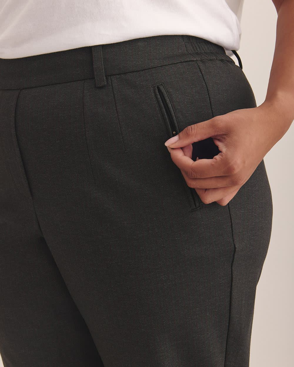 Petite, Striped Ponte de Roma Tapered-Leg Pant