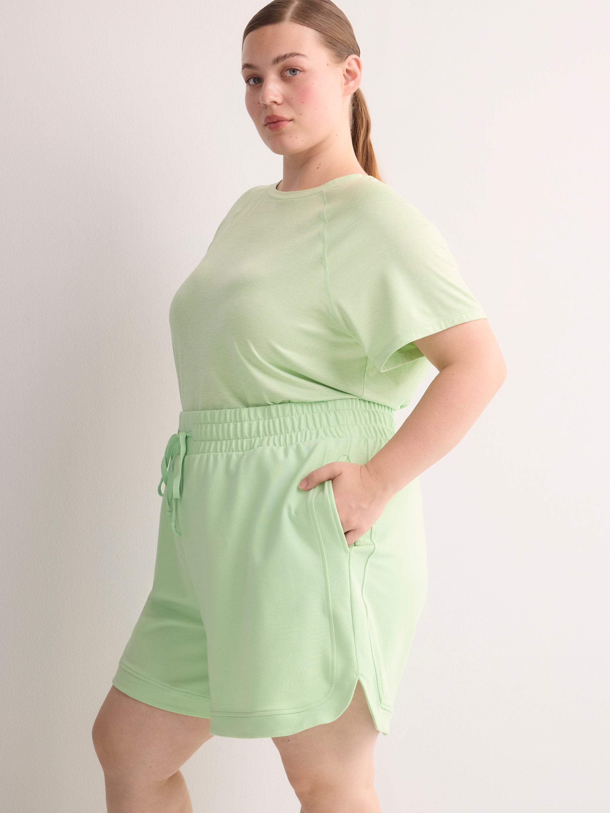 Active Zone French Terry Tulip-Hem Bermuda Shorts Plus Size Women