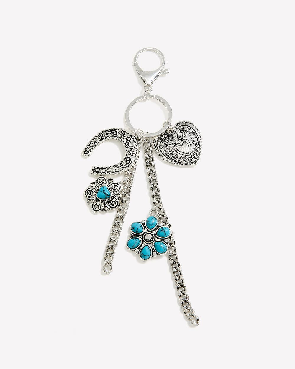 Western-Style Metallic Key Chain Bag Charm with Pendants