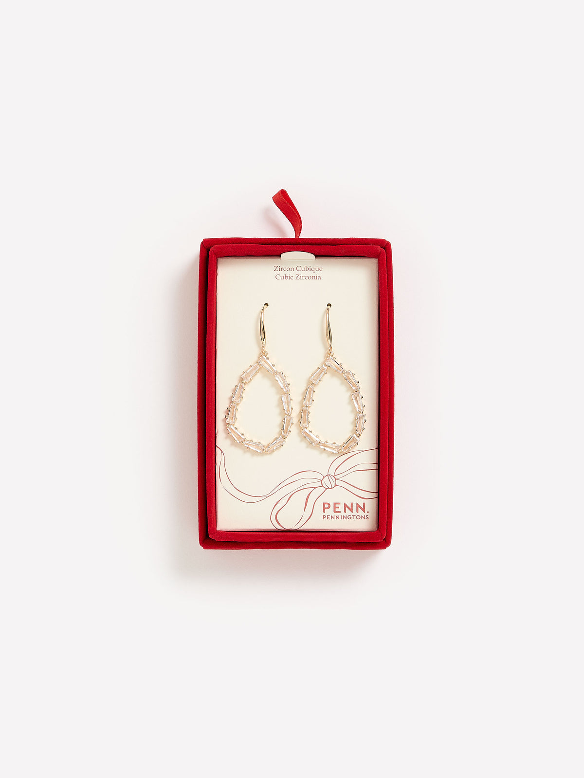 Golden Cubic Zirconia Oval Pendant Earrings
