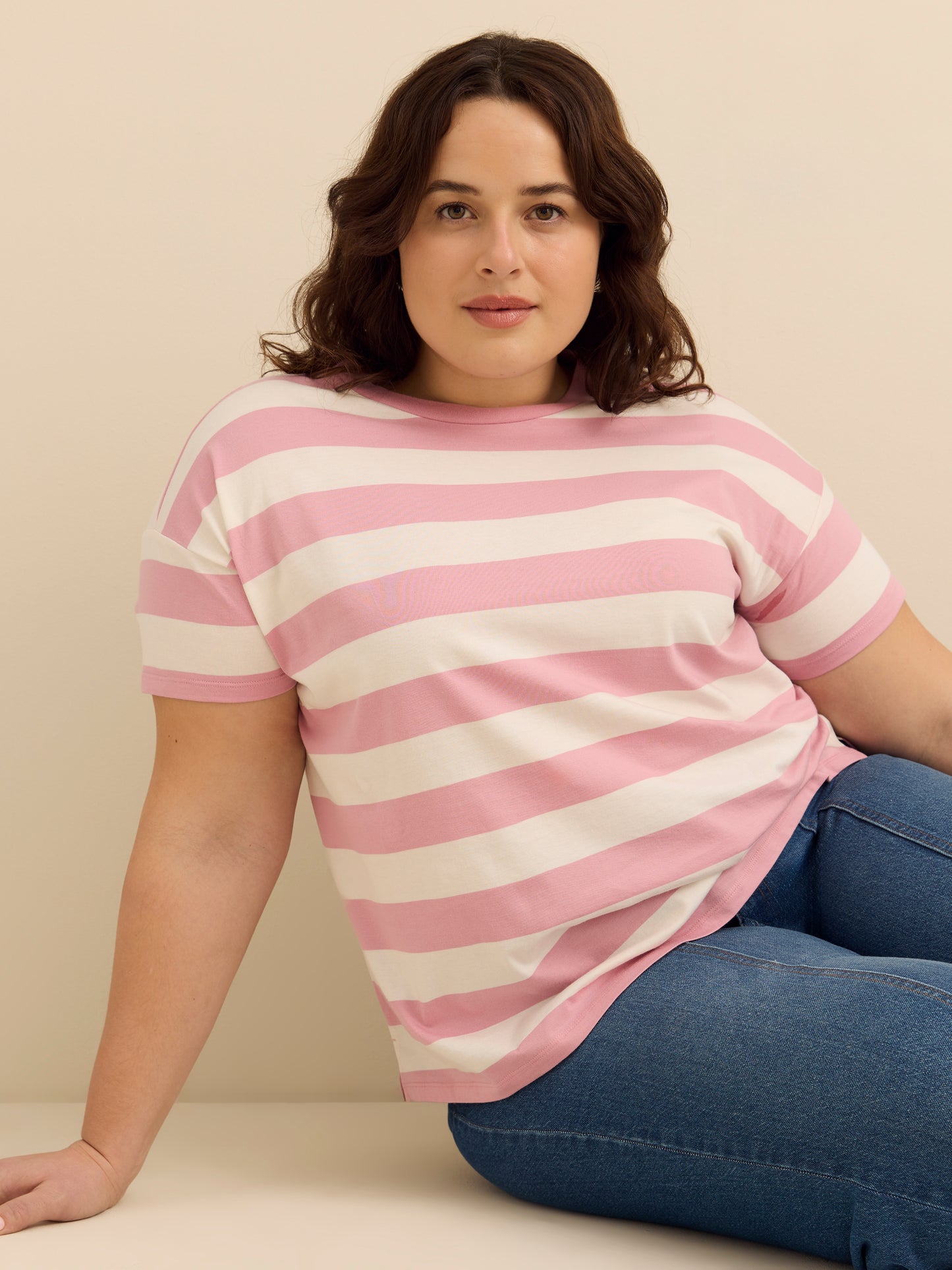 Striped Boxy-Fit Short-Sleeve Crew-Neck T-Shirt