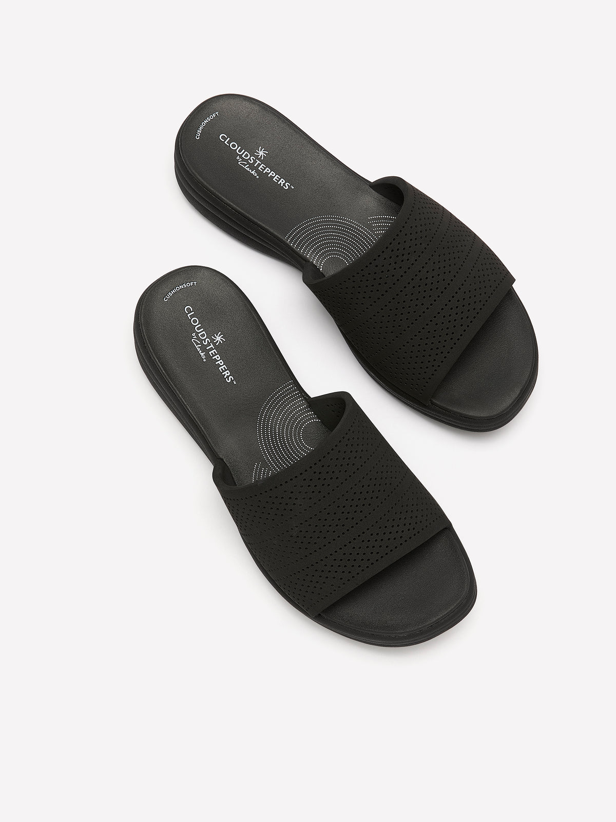 Wide Width, Black Drift Twist One-Band Slip-On Sandal - Clarks