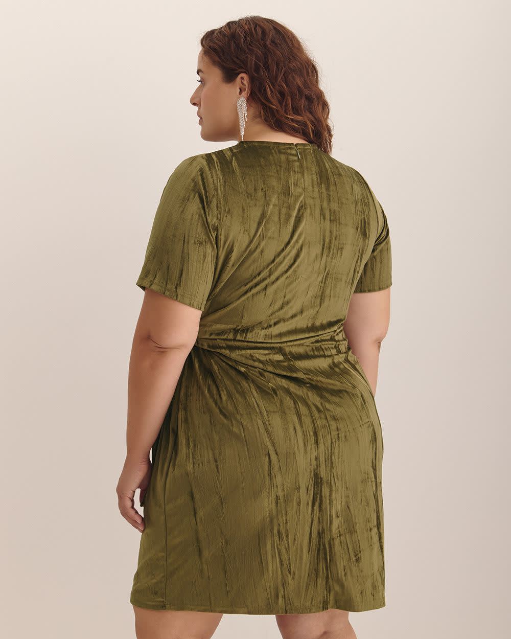 Velvet T-Shirt Dress with Side Knot