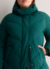 Black Hooded Knee-Length Stretch Puffer Jacket