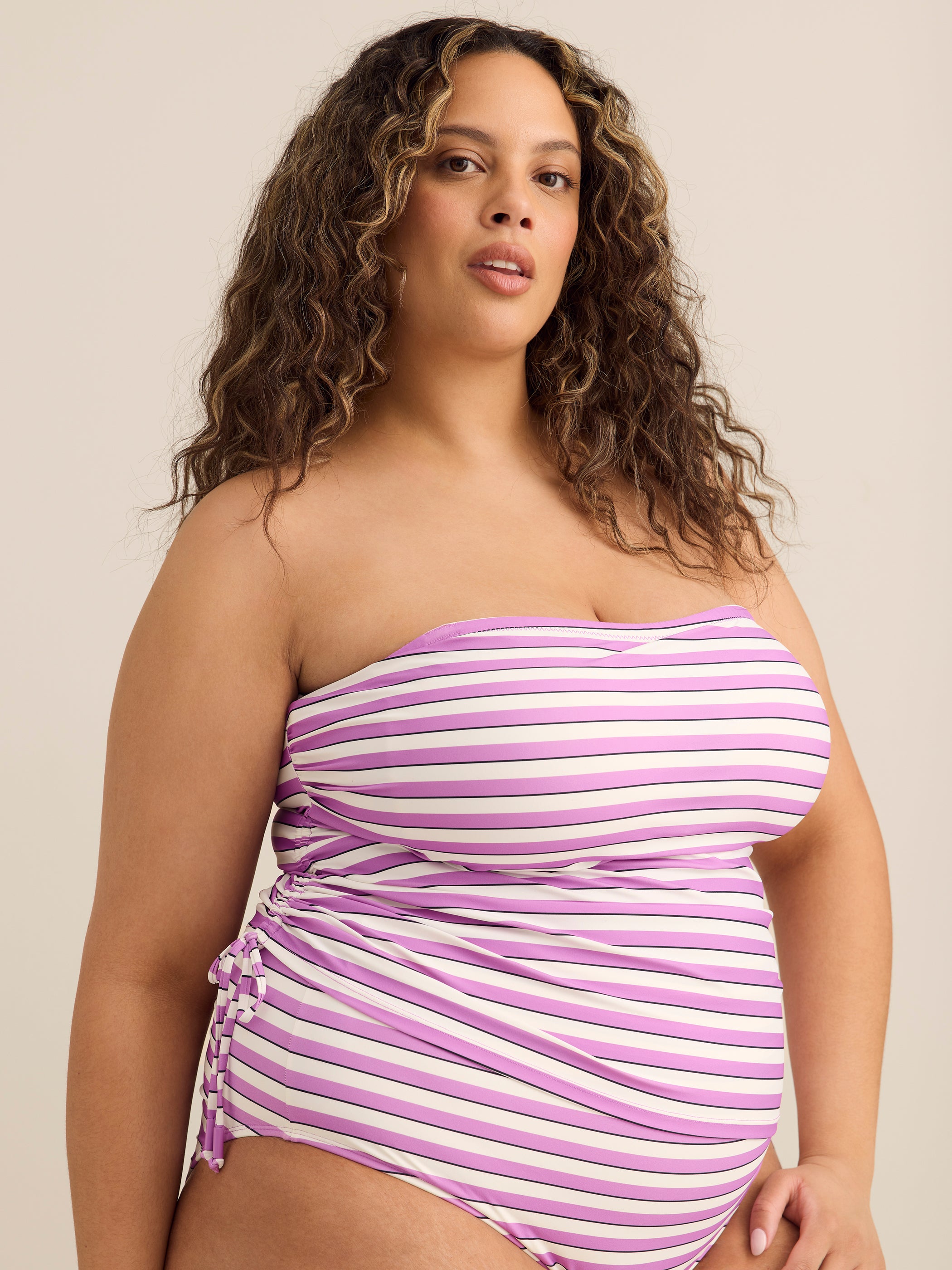 Violet Striped Rushing Tube Tankini Top